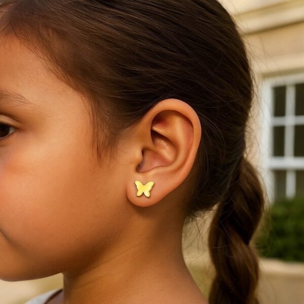 14k Yellow Gold Polished Butterfly Earrings - alternate view 4