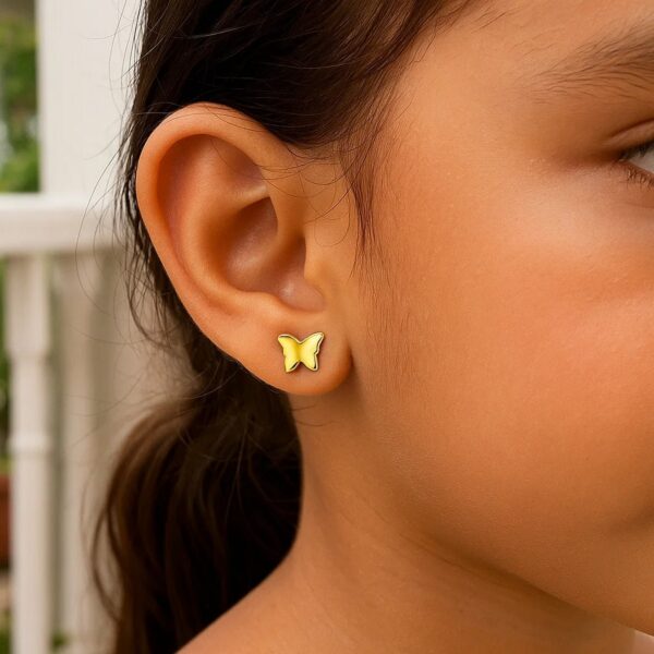 14k Yellow Gold Polished Butterfly Earrings - alternate view 5