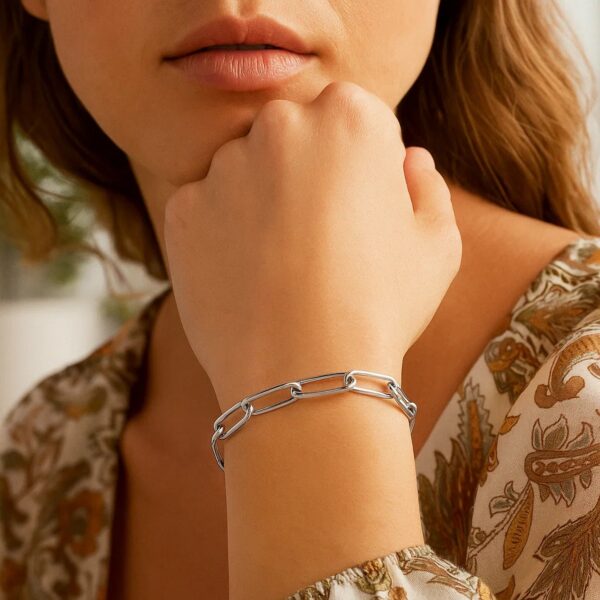 Sterling Silver Wide Paperclip Chain Bracelet (5.90 mm) - alternate view 3