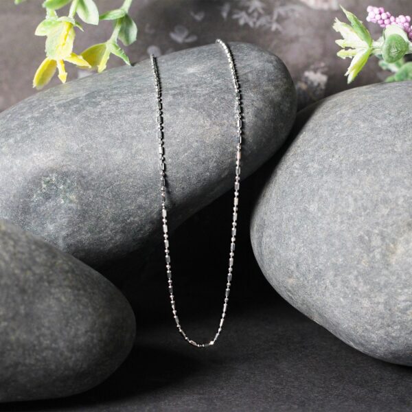 14k White Gold Diamond-Cut Bead Chain (0.90 mm) - alternate view 4