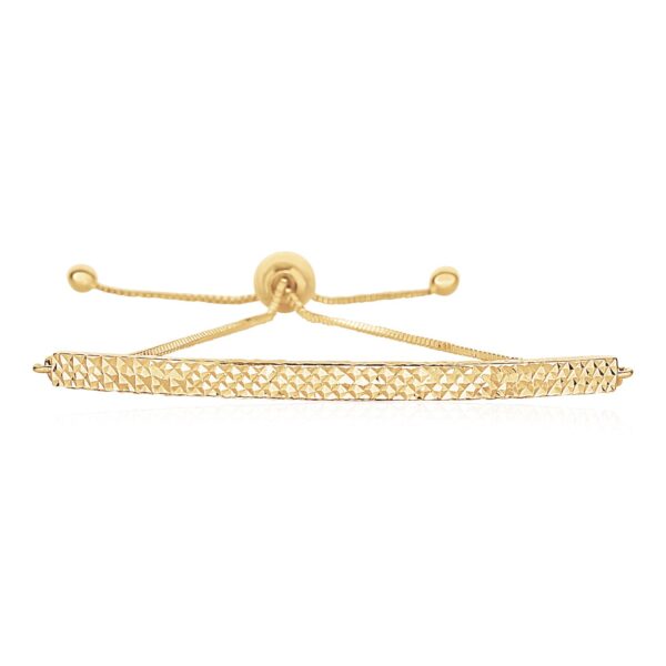 14k Yellow Gold Chain Bar Lariat Style Bracelet (1.00 mm) - alternate view 2