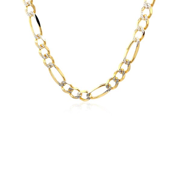 14K Two tone Gold Solid Pave Figaro Chain (5.90 mm) - Two-Tone Gold - alternate view 2