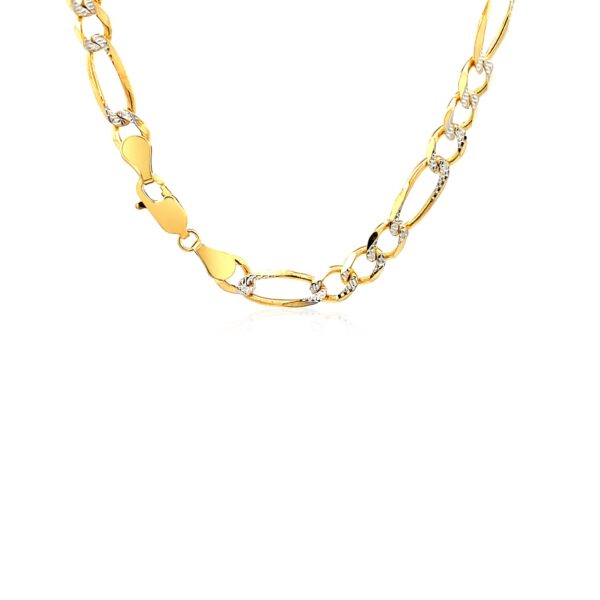 14K Two tone Gold Solid Pave Figaro Chain (5.90 mm) - Two-Tone Gold - alternate view 3