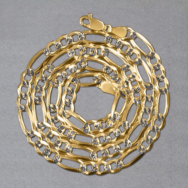 14K Two tone Gold Solid Pave Figaro Chain (5.90 mm) - Two-Tone Gold - alternate view 5