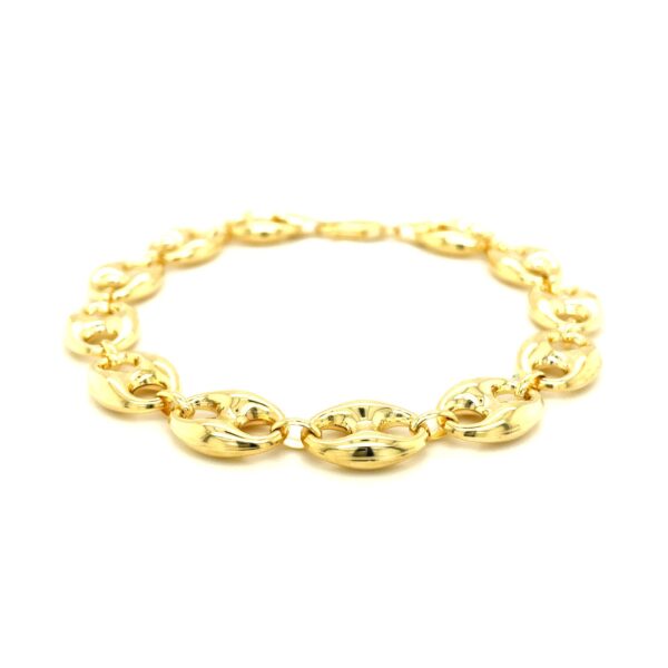 14k Yellow Gold Puffed Mariner Link Bracelet (11.00 mm) - alternate view 2