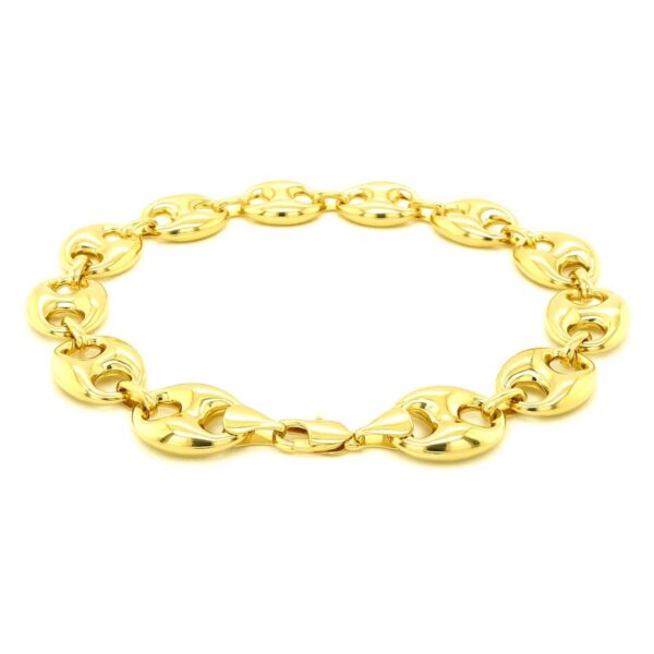14k Yellow Gold Puffed Mariner Link Bracelet (11.00 mm) - alternate view 3