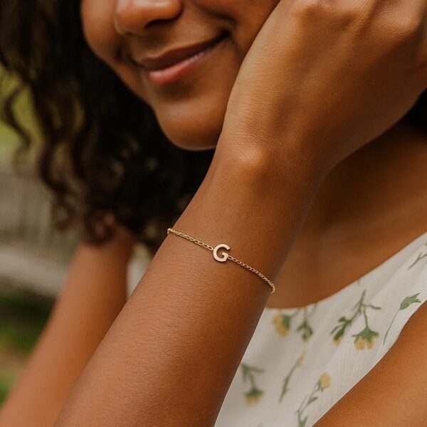 14K Yellow Gold Mini Initial G Bracelet - alternate view 4