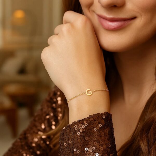 14K Yellow Gold Mini Initial G Bracelet - alternate view 5