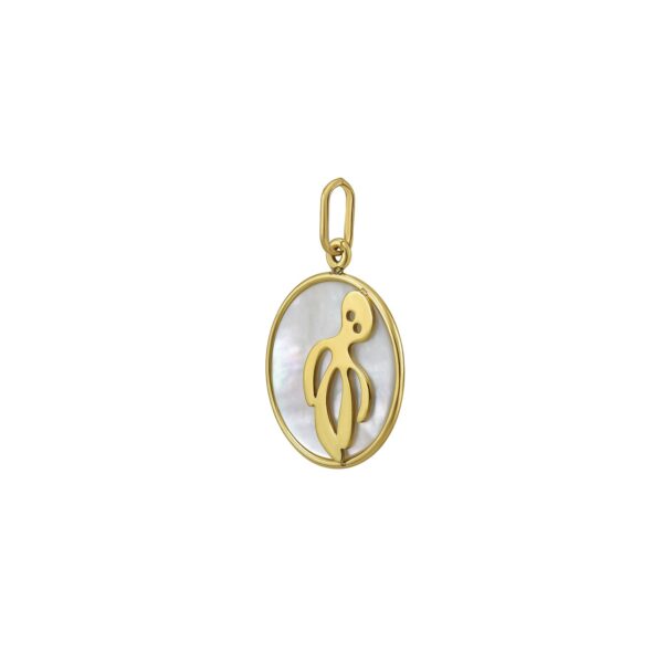 14K Yellow Gold Octopus MOP Charm Pendant - alternate view 2