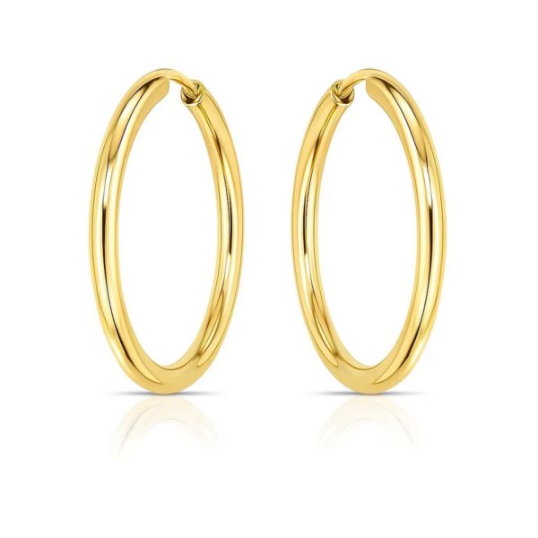 14k Yellow Gold Endless Round Hoop Earrings(2x21mm) - alternate view 2