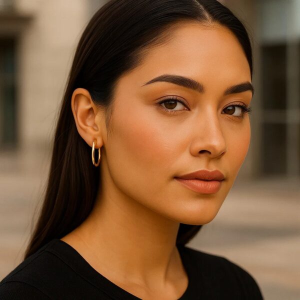 14k Yellow Gold Endless Round Hoop Earrings(2x21mm) - alternate view 4