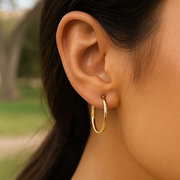 14k Yellow Gold Endless Round Hoop Earrings(2x21mm) - alternate view 5