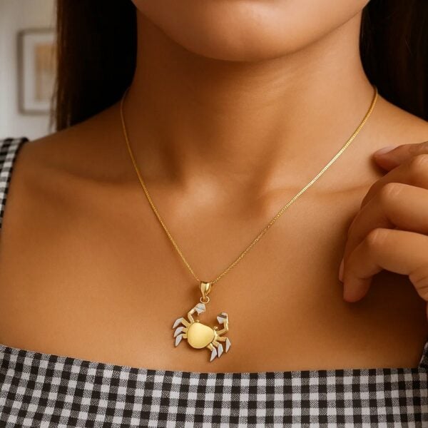 Crab Necklace in 10K Two Tone Yellow Gold - Two-Tone Gold - alternate view 5
