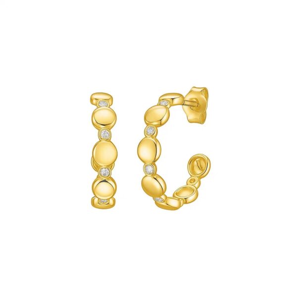 Yellow Gold Diamond Bauble Hoop Earrings (0.08cttw) - Two-Tone Gold