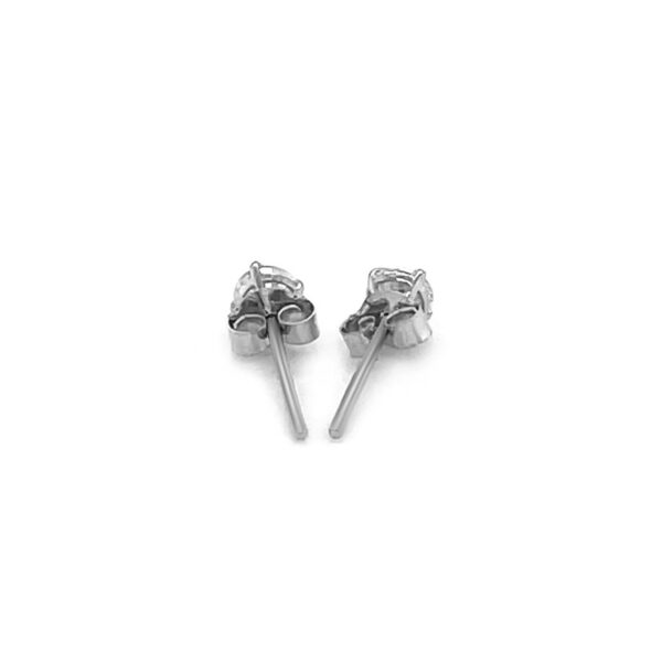 14k White Gold 3mm Faceted White Cubic Zirconia Stud Earrings - alternate view 3