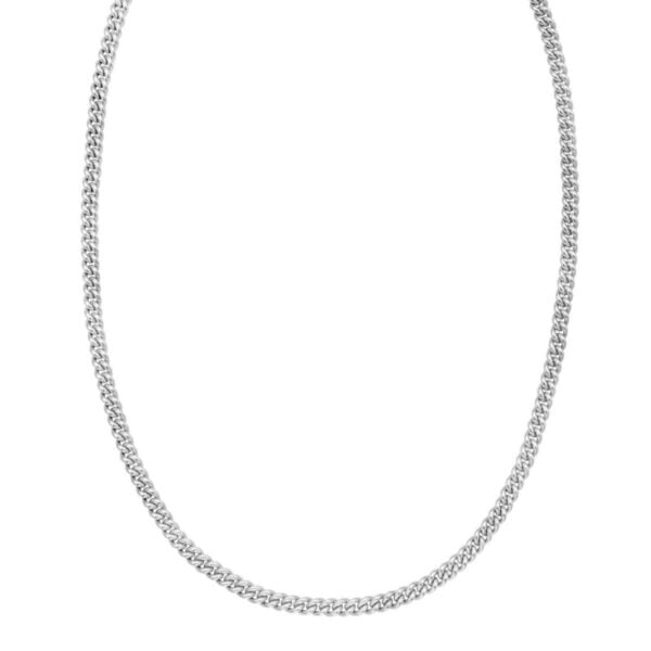 Sterling Silver Rhodium Plated Vintage Puffed Miami Cuban Chain (4.10 mm) - alternate view 2