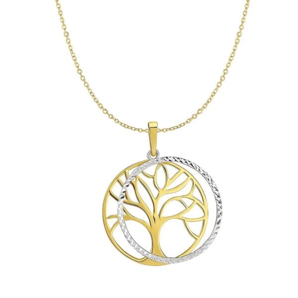 Two Layer Tree Pendant in 14k Two Tone Gold - Two-Tone Gold