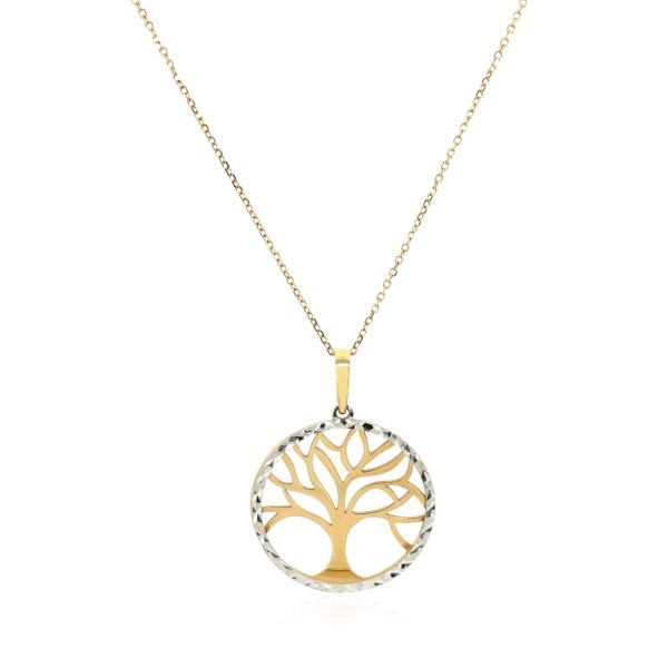 Two Layer Tree Pendant in 14k Two Tone Gold - Two-Tone Gold - alternate view 2