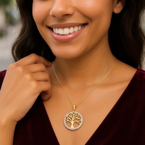 Two Layer Tree Pendant in 14k Two Tone Gold - Two-Tone Gold - alternate view 5