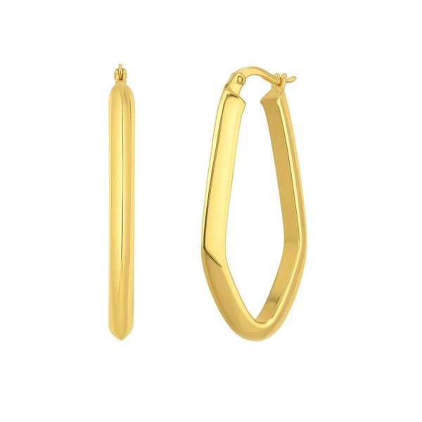 Geometric Oval Hoop Earrings in 10K Yellow Gold - alternate view 2