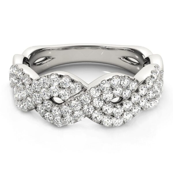 Diamond Studded Interlocking Waves Ring in 14k White Gold (5/8 cttw) - alternate view 2