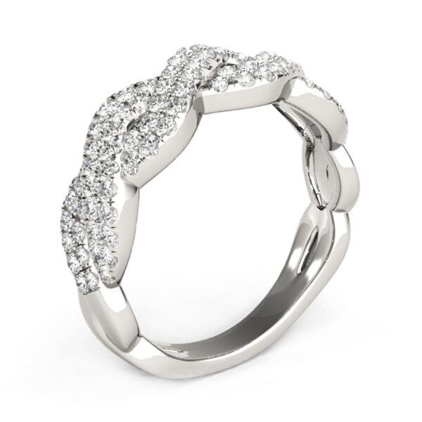 Diamond Studded Interlocking Waves Ring in 14k White Gold (5/8 cttw) - alternate view 4