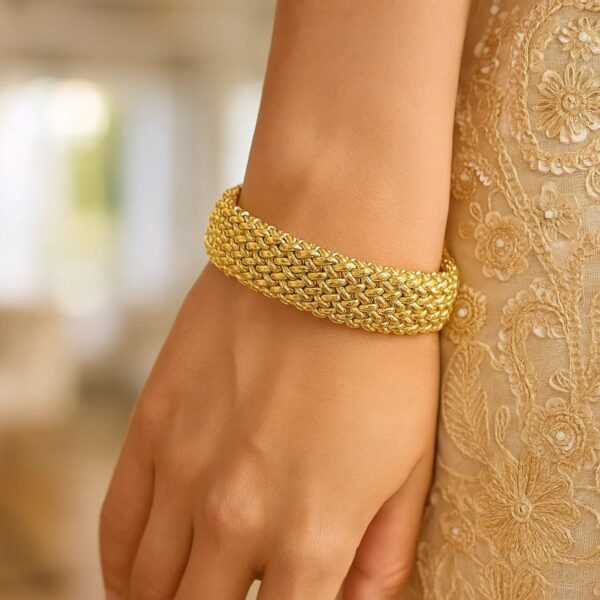 14k Yellow Gold High Polish Thick Braided Bracelet (14.50 mm) - alternate view 5