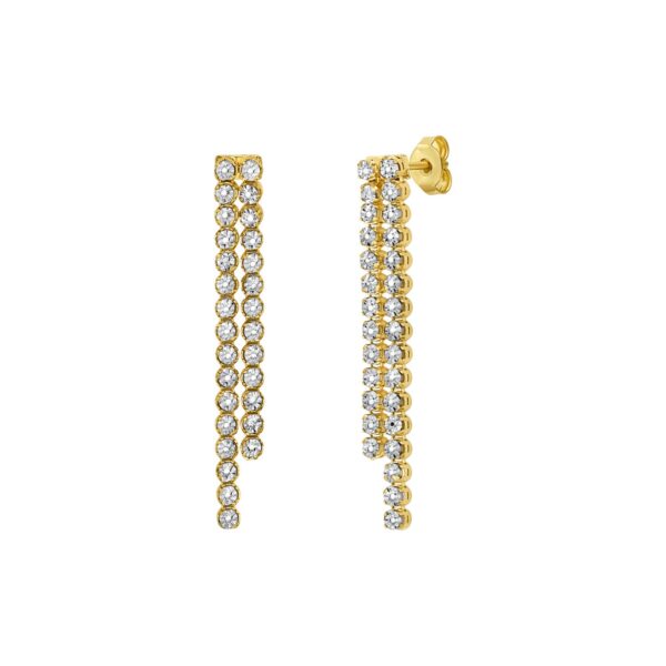 14K Two Tone Gold Diamon Oro Cascade Drop Earrings - Two-Tone Gold