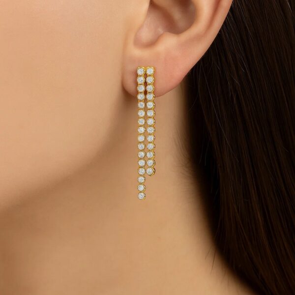 14K Two Tone Gold Diamon Oro Cascade Drop Earrings - Two-Tone Gold - alternate view 3