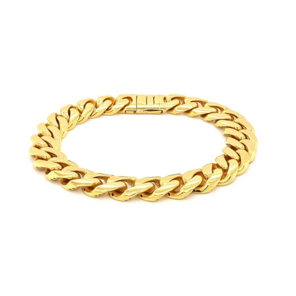 14k Yellow Gold 8 1/2 inch Wide Polished Curb Chain Bracelet (13.50 mm) - alternate view 3