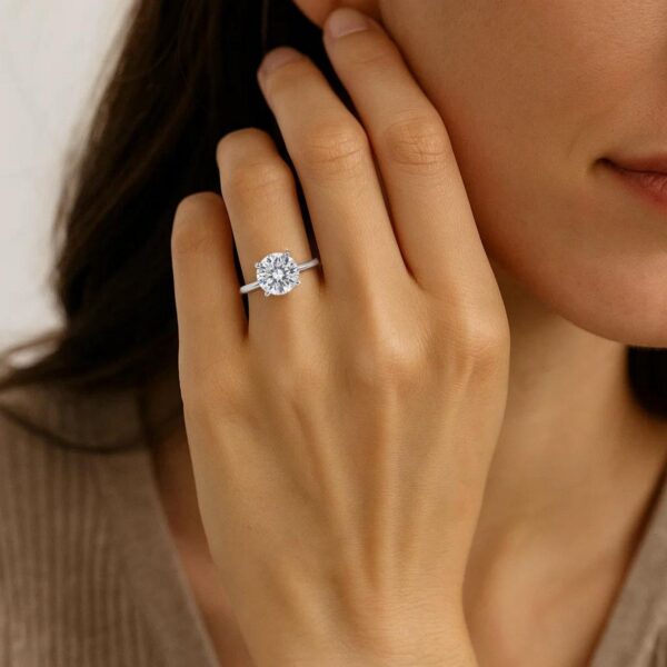 3 Carat Round Lab Grown IGI G/VS1 Diamond Solitaire Ring in 10K White Gold - alternate view 5