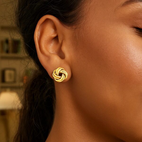 Love Knot Post Earrings in 14k Yellow Gold - alternate view 2