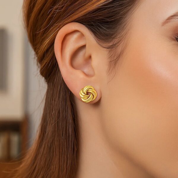 Love Knot Post Earrings in 14k Yellow Gold - alternate view 3