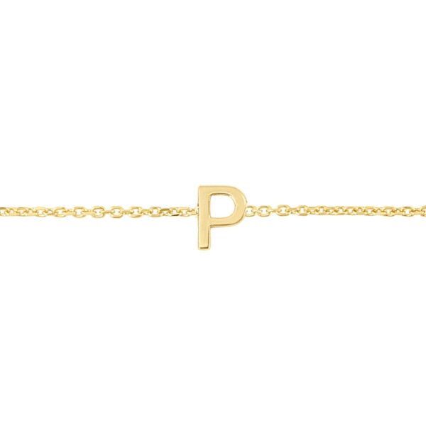 14K Yellow Gold Mini Initial P Bracelet - alternate view 3