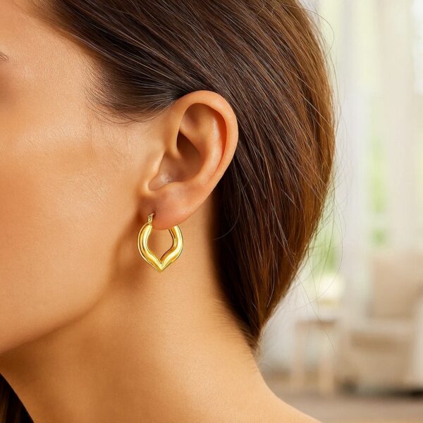 10k Yellow Gold Hoop Style Heart Shape Earrings - alternate view 2