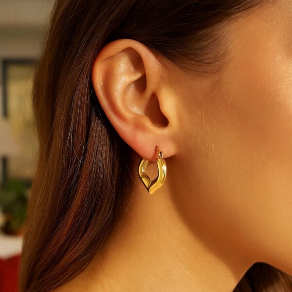 10k Yellow Gold Hoop Style Heart Shape Earrings - alternate view 3