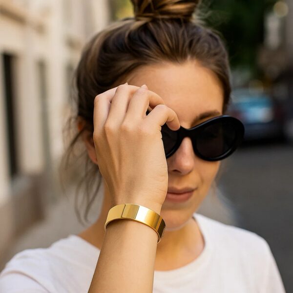 Designer Medium Width Bracelet in 14K Yellow Gold (14.50 mm) - alternate view 5