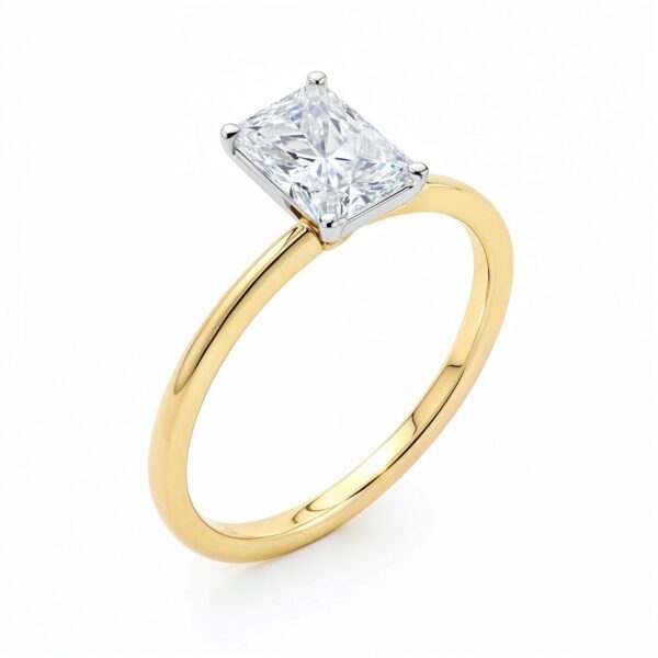 1.50Ct Radiant Lab Grown IGI G/VS1 Diamond Ring in 10K Yellow Gold - alternate view 2