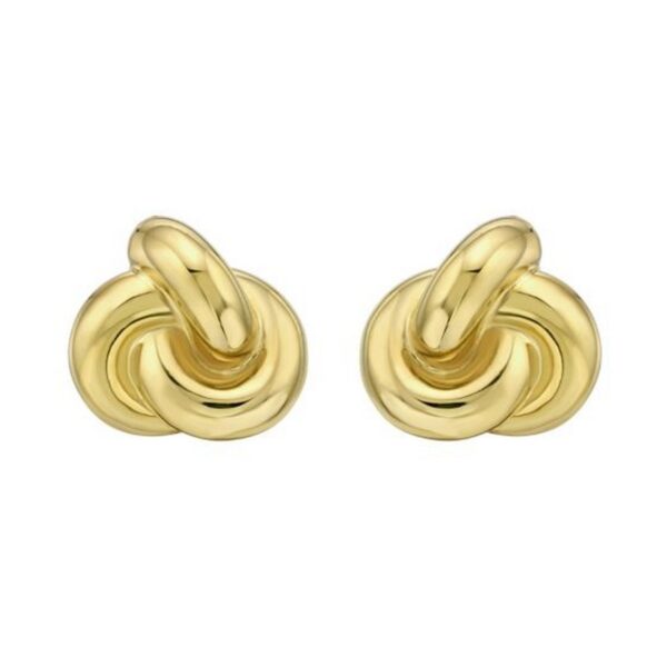 Sterling Silver Yellow Gold Plated Puffed Love Knot Stud Earrings - alternate view 2
