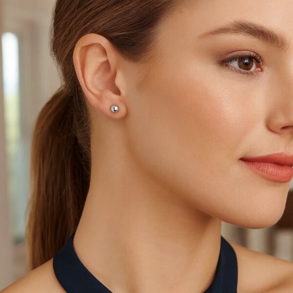 Sterling Silver Ball Stud Earrings (5.00 mm) - alternate view 3