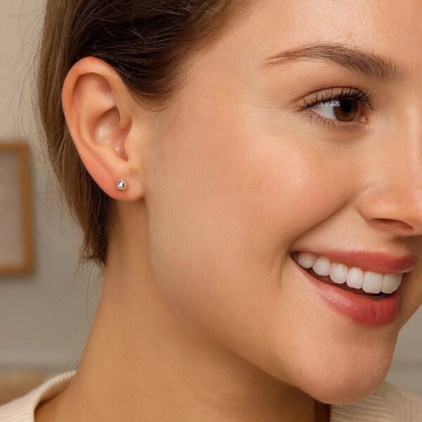 Sterling Silver Ball Stud Earrings (5.00 mm) - alternate view 4