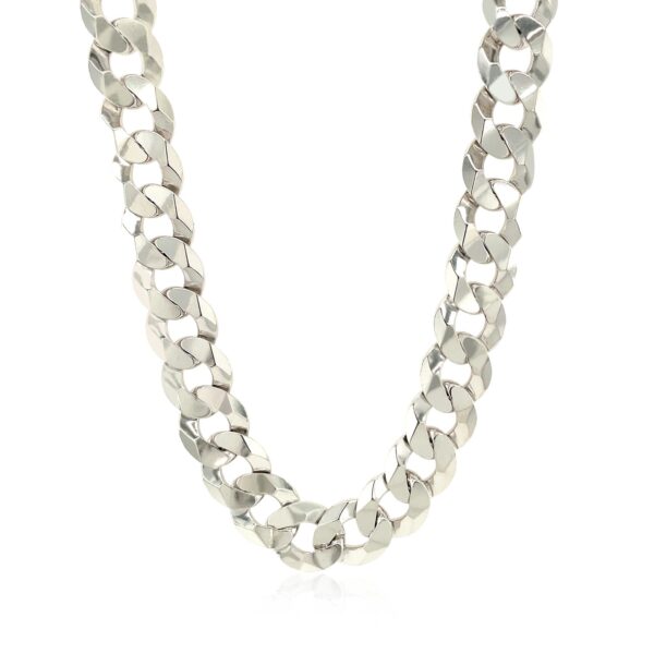 Rhodium Plated Sterling Silver Curb Style Chain (10.20 mm) - alternate view 2