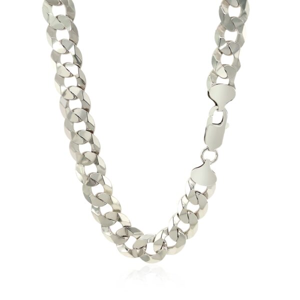 Rhodium Plated Sterling Silver Curb Style Chain (10.20 mm) - alternate view 3