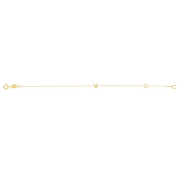 14K Yellow Gold Mini Initial V Bracelet - alternate view 2