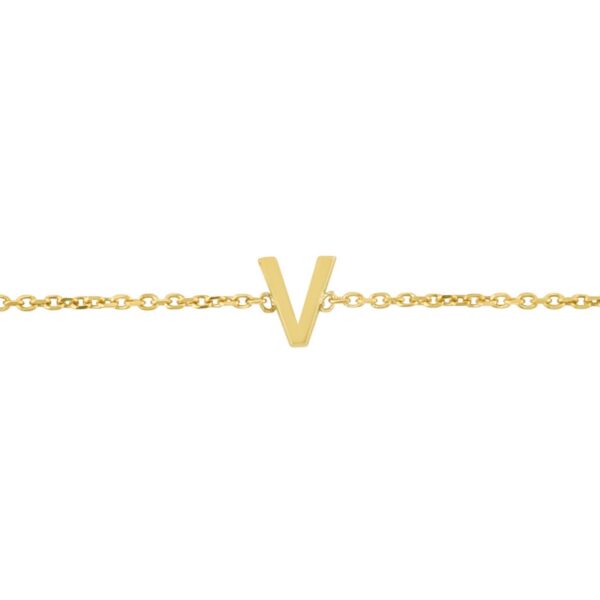 14K Yellow Gold Mini Initial V Bracelet - alternate view 3