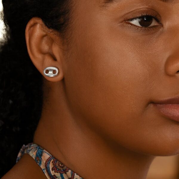 Sterling Silver Puffed Mariner Stud Earrings - alternate view 4