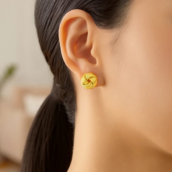 Love Knot Post Earrings in 14k Yellow Gold - alternate view 4
