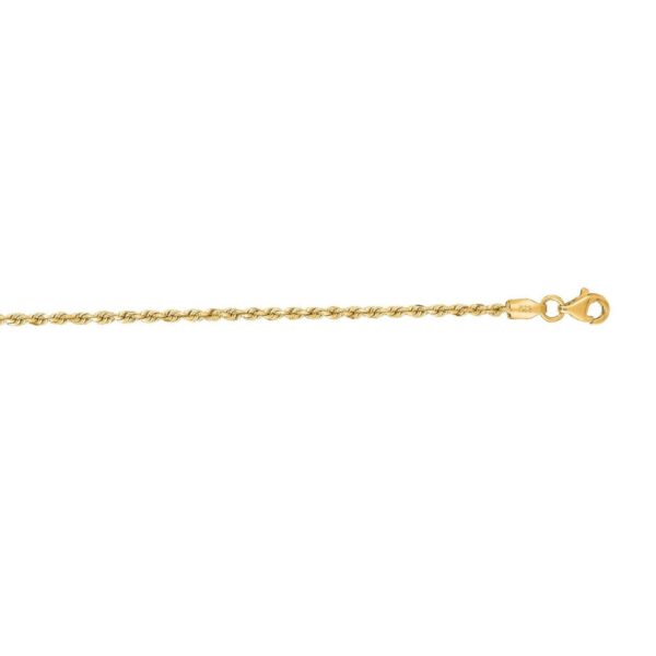 10k Yellow Gold Solid Diamond Cut Rope Bracelet (1.80 mm) - alternate view 2