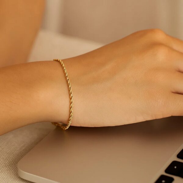 10k Yellow Gold Solid Diamond Cut Rope Bracelet (1.80 mm) - alternate view 5