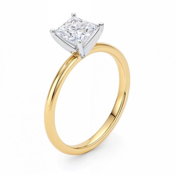 1 Carat Princess Lab Grown IGI G/VS1 Diamond Solitaire Ring in 10K Yellow Gold - alternate view 2